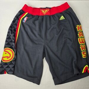 Adidas NBA Atlanta Hawks Basketball Shorts Team Issue Mens L Grey Red Multicolor